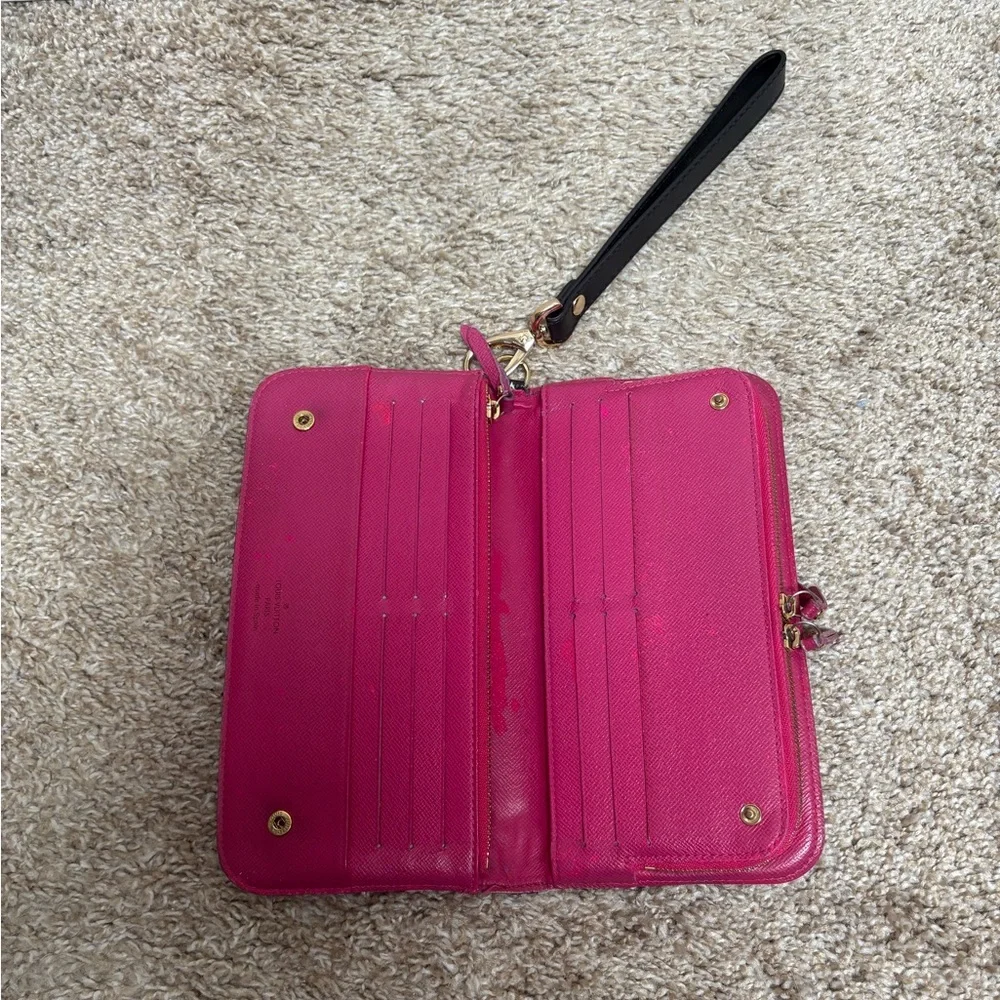 Louis Vuitton LV Murakami Insolite black pink long zip wallet wristlet authentic
